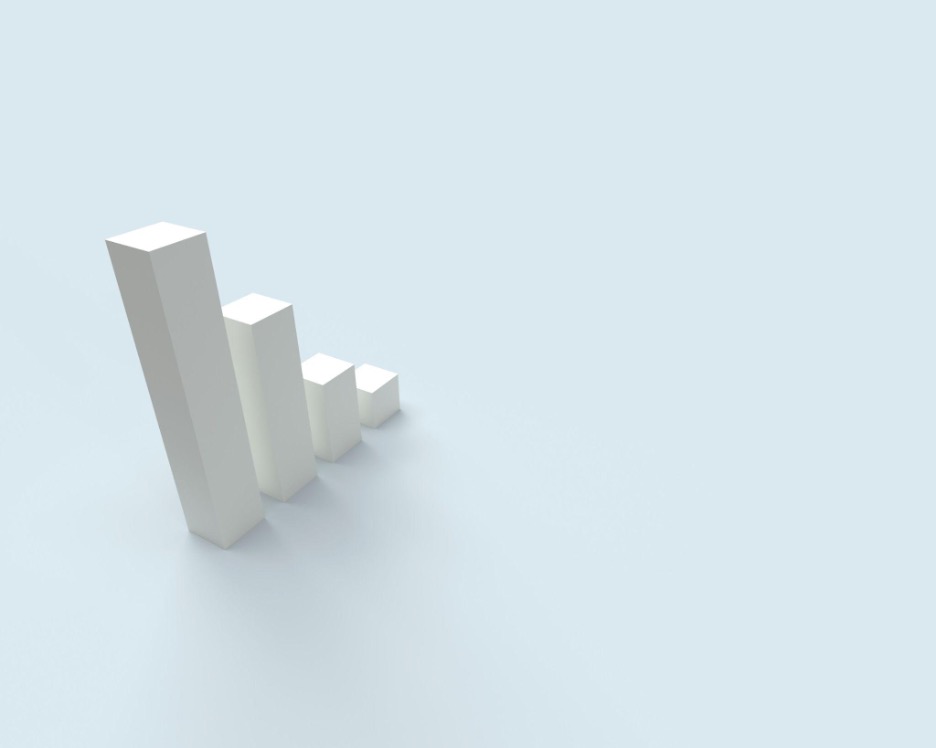 3D white block bar graph