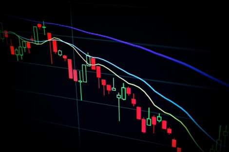 Digital chart showing declining values Turmoil