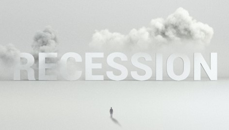 The word ‘recession’ emerging from clouds Investing