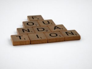 Scrabble tiles spell out the word ‘foundation’ US Debt