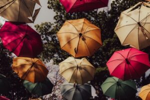 Exterior view of several umbrellas against the sky Fed Meeting