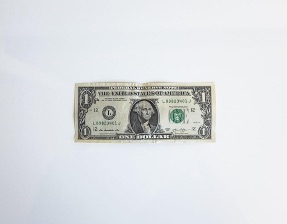 One dollar bill on a white background