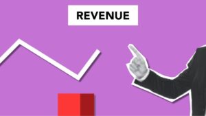 Digital rendering of a bar and line graph with the title ‘revenue’ Global Economy