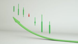 Image for takeaways from the feds latest economic projections, digital rendering of graph with standard deviation bars. the Fed's