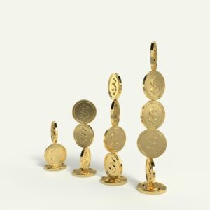 Four columns of golden coins for ‘Diversification Beyond the Mainstream- Alternative Investments for Accredited Investors’