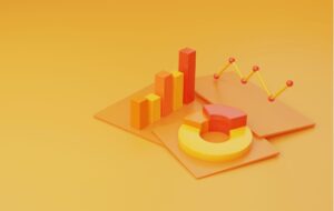 Digital rendering of orange and yellow graphs for ‘2024 Outlook- Balancing Corporate Earnings and Economic Growth’