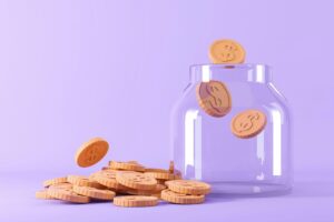 A pile of golden coins sit next to a glass jar slowing filling up with more coins, for “Turn Your Promotion into a High-Yield Investment Opportunity”